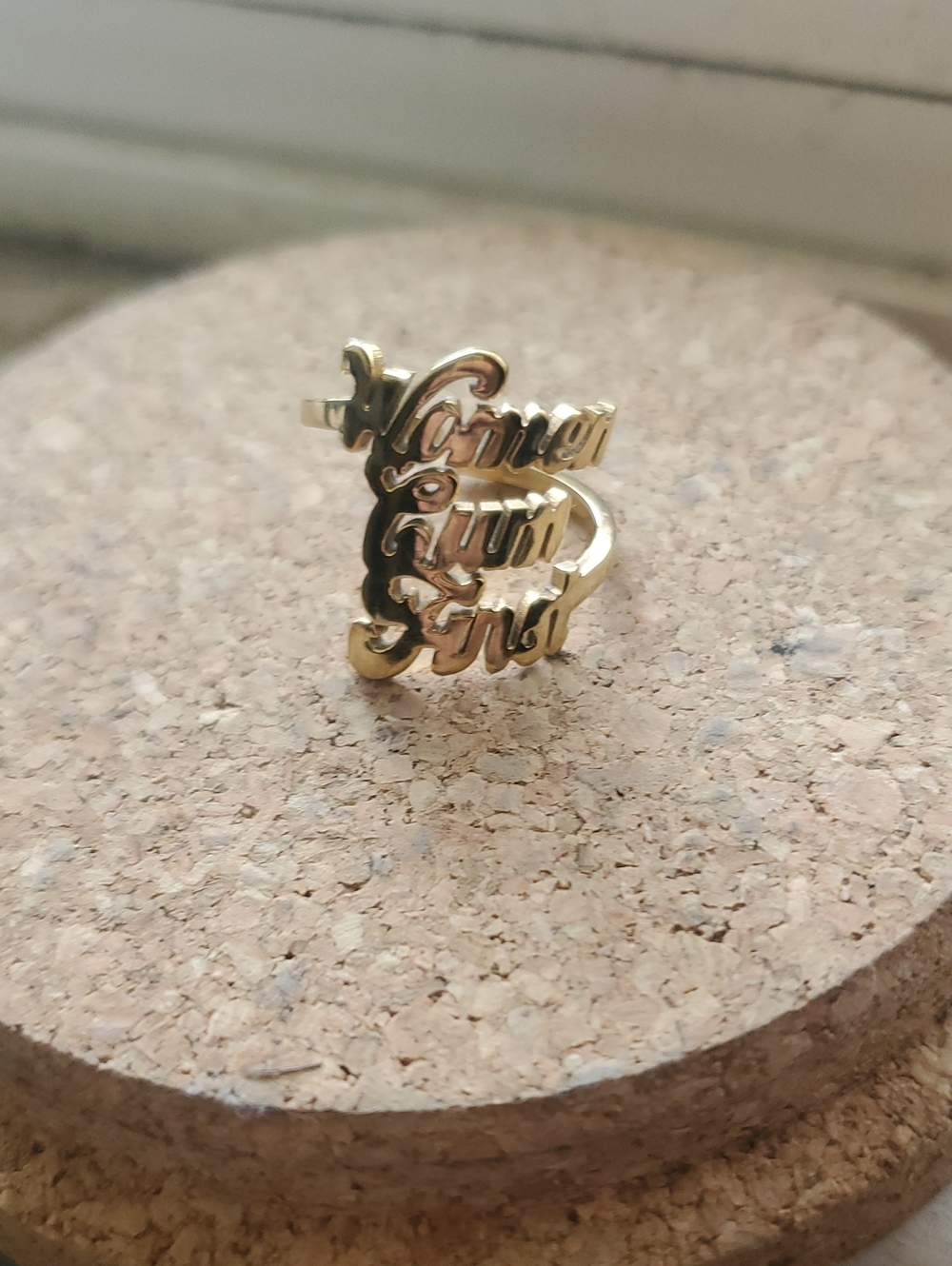 Gold Script Novelty Ring - Women's Jewelry